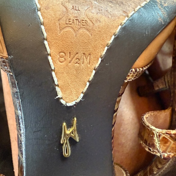 JV Vincent Brown Strappy leather Sandals open toe heel back 8.5M vintage look - Picture 4 of 14